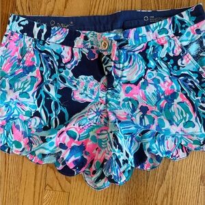 Lilly Pulitzer High Waist Floral Shorts - Navy, Pink, and Aqua